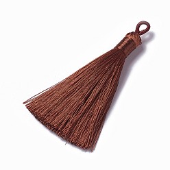 Седло Коричневый Полиэстер кисточкой подвески, седло коричневый, 78~82x8 мм, отверстие : 2~4 мм