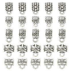 Античное Серебро 25 шт. 5 стили трубчатых поручней из сплава, петля под залог, Вешалка ссылки, античное серебро, 5.5~7.5x5.5~8 мм, отверстие : 1~5 мм, внутренний диаметр: 1.5~2.5 мм, 5 шт / стиль