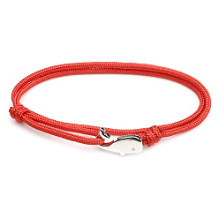 Красный Браслеты хлопок шнур, Ювелирные изделия из сплава в виде китов для женщин и мужчин, платина, красные, 5.91~11.81 дюйм (15~30 см)