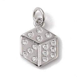 Платина Покрытие стойки латунь микропаве прозрачные подвески из кубического циркония, с целью перехода в кольце, долговечный, без свинца и без кадмия, шестиугольник, платина, 14.5x11x1.5 мм, отверстие : 3 мм