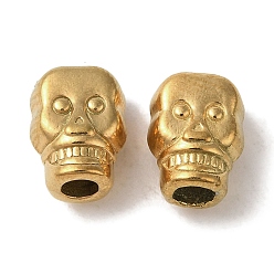 Golden Ion Plating(IP) 304 Stainless Steel Beads, Skull, Golden, 9.5x7x5.5mm, Hole: 2.2mm