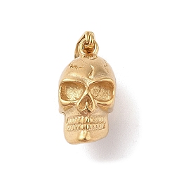 Skull Вакуумное покрытие pvd 304 подвески из нержавеющей стали, золотые, череп, 20.5x10x14 мм, отверстие : 6.5x3.5 мм