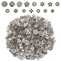 Античное Серебро 2 наборы колпачков для бусин из сплава в тибетском стиле, разнообразные, античное серебро, 5~12.5x6~11x1.5~7 мм, отверстие : 1.6~4 мм, 50 г / набор
