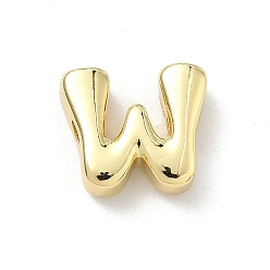 Letter W Латунные бусины, долговечный, стойки покрытие, без свинца и без кадмия, реальный 18 k позолоченный, Буква W, 11.5x13.5x4.5 мм, отверстие : 3x2 мм