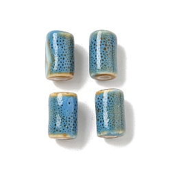 Кадет Синий Фарфоровые бусины ручной работы, колонка, фантазии античного стекла фарфора, кадетский синий, 10~11x6.5~7 мм, отверстие : 2~2.2 мм