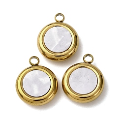 Плоский Круглый 304 подвески из нержавеющей стали смолы, ионное покрытие (ip), золотые, плоско-круглые, 14.5x11.5x4.5 мм, отверстие : 2 мм