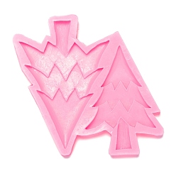 Ярко-Розовый Формы для помадки новогодней елки, пищевые силиконовые формы, для украшения торта поделки, цвет шоколада, конфеты, изготовление изделий из уф-смолы и эпоксидной смолы, ярко-розовый, 83x120x8 мм, дерево: 79x54 мм и 99x70 мм