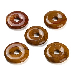 Деревянное Окаменение Природная окаменелое дерево подвеска, подвески в виде пончиков/пи-дисков, 30x6.5 мм, отверстие : 7.5 мм