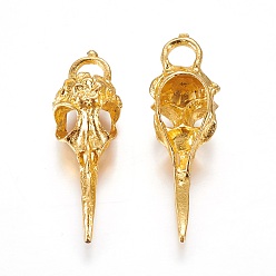 Золотой Подвески из сплава черепа ворона, без кадмия, без никеля и без свинца, золотые, 39~42.5x12.5x8 мм, отверстие : 5x4 мм, Около 310 шт / 1000 г