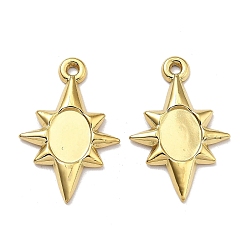 Настоящее золото 18K Ионное покрытие (ip) 304 подвеска из нержавеющей стали с кабошоном, звезда, реальный 18 k позолоченный, 22x14.5x2.5 мм, отверстие : 1.2 мм