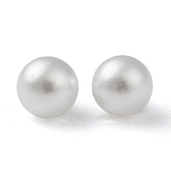 White No Hole ABS Plastic Imitation Pearl Round Beads, Dyed, White, 4mm, about 5000pcs/bag