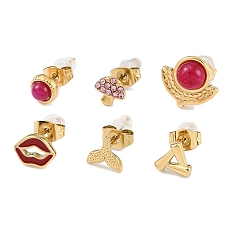 (52) Непрозрачная лаванда 304 серьги-гвоздики из нержавеющей стали со стразами и камнями, разнообразные, разноцветные, 6~12x6~11.5 мм