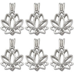 Платина 10шт. подвески-медальоны из сплава, подвески для клеток, цветок, платина, 25x17.5x10.5 мм, отверстие : 3.5x4.5 мм, внутренней меры: 11.5x14 мм