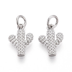 Платина Латунь прелести, кактус, с целью перехода в кольце, без кадмия и без свинца, платина, 13.5x9x2.5 мм, отверстие : 3 мм