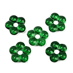 Зеленый Прозрачные стеклянные бусины, цветок, зелёные, 24x25x7 мм, отверстие : 6 мм