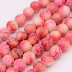 Сливовый Натуральные имперские нитки из бисера яшмы, окрашенные, круглые, слива, 10~10.5 мм, отверстие : 1 мм, около 40 шт / нитка, 15.7 дюйм (40 см)