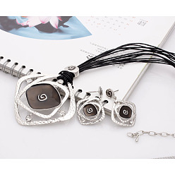 Коричневый Комплекты из ромбовидных эмалевых серег-гвоздиков и ожерелий с подвесками, кофе, 450~460 мм