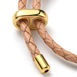BurlyWood Pulseras de cuero trenzado del cordón, pulsera ajustable, burlywood, diámetro interior: 5/8~2-7/8 pulgada (1.5~7.3 cm)