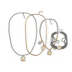 Платиновый & Золотой Многослойные цепочки-подвески из цинкового сплава в стиле богемии для женщин, платиной и золотом, 14.96~31.10 дюйм (38~79 см), 4 шт / комплект