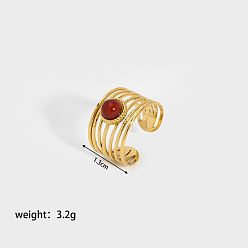 Темно-Красный Винтаж 304 Многослойное кольцо-манжета из нержавеющей стали для европейской и американской моды, круглые, темно-красный