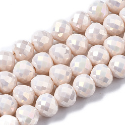 Желтая Старая Ткань  Стеклянные бусины с гальваническим покрытием , с покрытием AB цвета, граненые, слеза, старое кружево, 8 мм, отверстие : 1.6 мм, около 69~70 шт / нитка, 20.79~22.05 дюйм (52.8 см ~ 56 см)