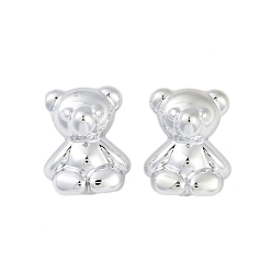 Platinum Bear CCB Plastic Stud Earrings for Women, with 304 Stainless Steel Pin, Platinum, 22x18mm