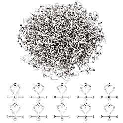 Antique Silver 200 Bags Tibetan Style Alloy Toggle Clasps, Heart, Antique Silver, Heart: 14x12mm, Bar: 19mm, Hole: 1.5mm
