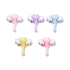 Сердце Непрозрачные милые кабошоны из смолы, разноцветные, волшебная палочка сердца, 14x14x6 мм