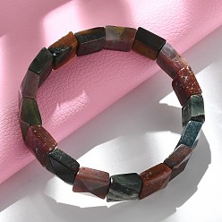 (RRHB277) Кристалл на подкладке из медово-бежевого цвета Квадратные натуральные индийские бусины агата эластичные браслеты для женщин и мужчин, внутренний диаметр: 2-1/4~2-3/8 дюйм (5.55~5.95 см)