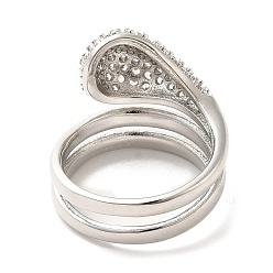 Платина Латунные кольца-манжеты с микропаве и кубическим цирконием, слеза, платина, внутренний диаметр: 18 мм