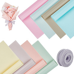 (52) Непрозрачная лаванда 80 шт. 8 цветная подарочная упаковочная бумага с цветами, с 10 ярдами нейлоновой ленты, разноцветные, 550x521x0.1 мм, 10 шт / цвет