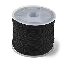 Noir Cordon tressé en nylon 1 âme en brins, Cordon à nouer chinois pour la création de bijoux en perles et macramé., noir, 0.8mm, environ 32.8 yards (30m)/rouleau