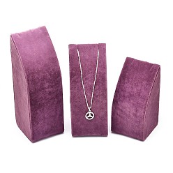 Орхидея Дерево ожерелье прямоугольник отображает, обтянута бархатом, стойка для ожерелья с длинной цепью, сиреневые, 11~17x5.5x5.5 см