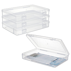 Белый Полипропиленовые ящики для хранения с откидной крышкой, прямоугольные, белые, 20.3x13.2~13.7x3.05 см, Внутренний диаметр: 20x13 cm