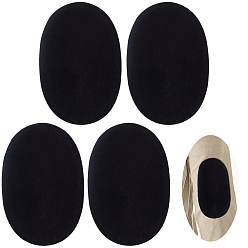 Black Faux Suede Oval Knee and Elbow Pads, Clothing Repair Patch Fabric, Black, 92x138x0.8mm