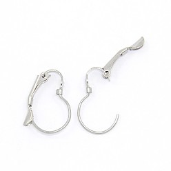 Stainless Steel Color Tarnish Resistant 304 Stainless Steel Leverback Earring Findings, with Loop, Stainless Steel Color, 19x13x3.5mm, Hole: 1mm, Pin: 1mm