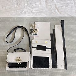 Черный Наборы для изготовления женской сумки через плечо из искусственной кожи с пряжкой фламинго своими руками, Наборы сумок на плечо ручной работы для начинающих., чёрные, готовое изделие: 15x19x6.5 см