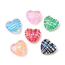 (52) Непрозрачная лаванда Прозрачные стеклянные эмалевые бусины, сердце, разноцветные, 19.5x21x8.5 мм, отверстие : 1.2 мм