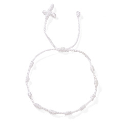 Белый Богемные плетеные нейлоновые браслеты с узлами, регулируемые браслеты для женщин мужчин, белые, регулируемый