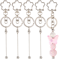 Цветок 10шт. застежки для брелков из сплава, 10Брелок с железным стержнем и бисером, платина, цветок, 71.5 мм