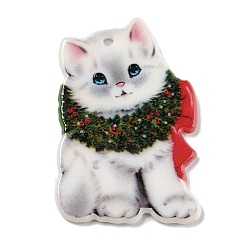 Черный Акриловые подвески, кошка, чёрные, 39x28x2.5 мм, отверстие : 1.8 мм