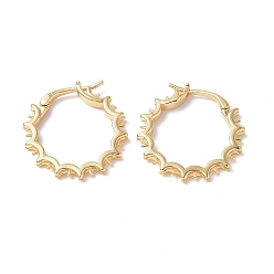 Real 18K Gold Plated Brass Hoop Earring Finding, for Half Drilled Beads, Ring, Real 18K Gold Plated, 22x2.5mm, Pin: 1~1.8mm