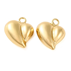 Настоящее золото 18K Стойки обшивки латунь кулон, долговечный, сердце, реальный 18 k позолоченный, 17.5x15x7.5 мм, отверстие : 2 мм