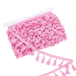 Pink Ruban de pompon en polyester, pour la décoration textile de la maison, rose, 1-5/8 pouces (40 mm), 25 verges/ensemble