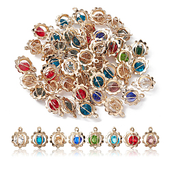 (52) Непрозрачная лаванда 50 шт. стойки с покрытием из светлого золота, железные подвески, со стразами, без кадмия, без никеля и без свинца, круглые подвески, разноцветные, 15.5x12x8.5 мм, отверстие : 1.2 мм