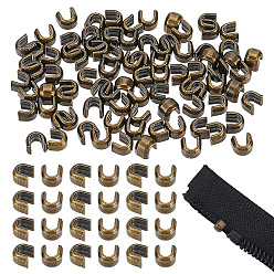 Античная Бронза 100 парные аксессуары для одежды, застежка-молния из цинкового сплава на верхней части вилки, античная бронза, 3.5x4x3 мм