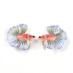 Коралловый Акриловые подвески, 3 d распечатано, золотая рыбка, коралл, 34.5~35x36~37.5x12.5~16.5 мм, отверстие : 1.5~1.6 мм