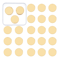 Золотой Латунные подвески, штамповка пустой метки, плоско-круглые, реальный 18 k позолоченный, 25x1 мм, отверстие : 1.4 мм, 25 шт / коробка