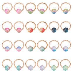 (52) Непрозрачная лаванда 240 шт. 12 цвета, АБС-пластик, имитация жемчуга, маркеры для фиксации стежков, с кольца прыжок железа, круглые, золотые, разноцветные, 1.42 см