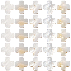 (404) Непрозрачное AB Кислое яблоко 60 шт натуральные пресноводные бусины из ракушек, крестик, цветочный белый, 11.5~12x11.5~12x2.8 мм, отверстие : 0.6 мм